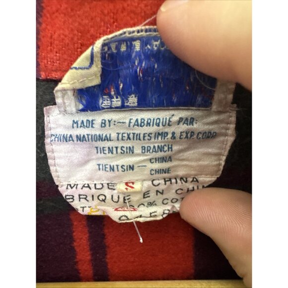 1960s Champion Tientsin Red Plaid Flannel Shirt Men’s Small Vintage Workwear - Picture 3 of 5